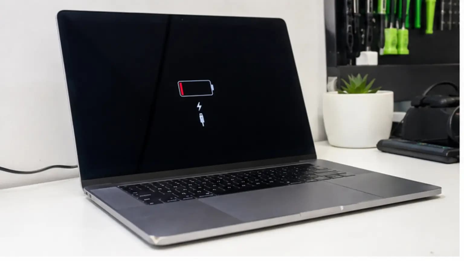 MacBook Repair Tampa repair case on the True One Fix workbench in Tampa