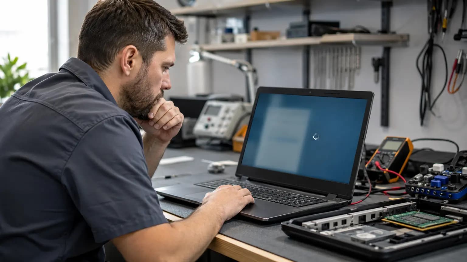 Technician diagnosing a computer that keeps freezing during normal use