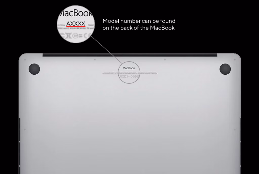 How to find MacBook model number for screen replacement